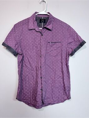 Level Ten Men’s Modern Short Sleeve Shirt Size M Purple Pattern